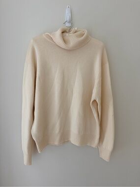 Vintage Rodier Monsieur France Cream Wool High Turtleneck Sweater Classic 46 -14